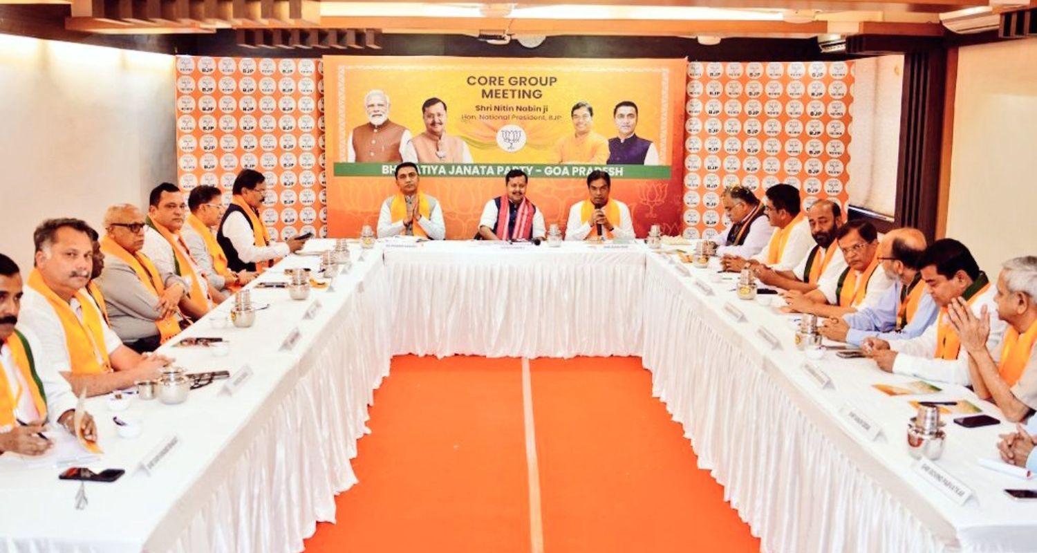 Bharatiya Janata Party National President Nitin Nabin chairs the BJP Goa Core Committee meeting in Panaji on Friday - Image via X.