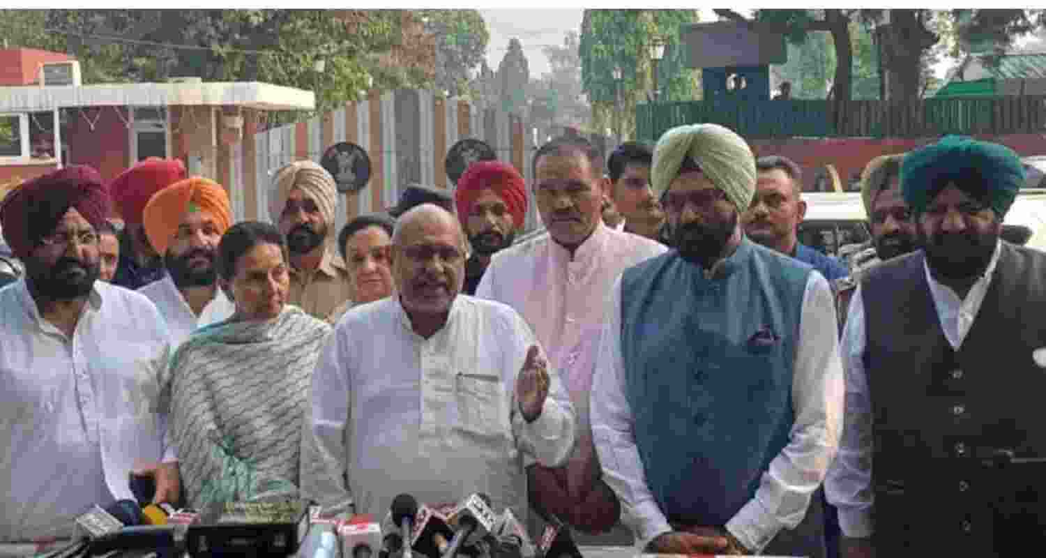 The delegation of Punjab BJP leaders that met Governor Gulab Chand Kataria on Sunday. Image: X