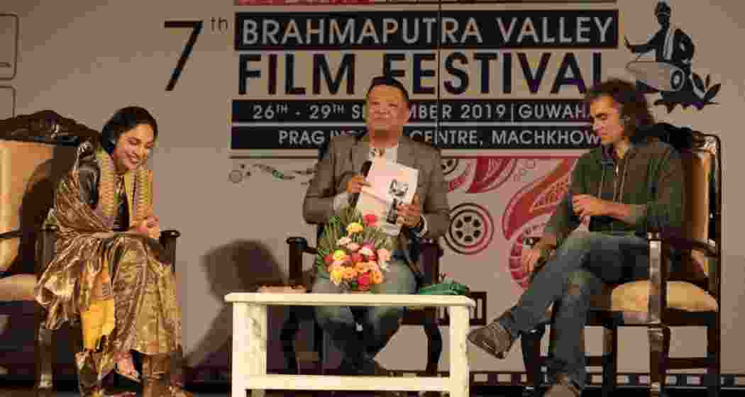 Indian film director Imtiaz Ali and actor Sobhita Dhulipala hosted by Karma Palijor during the 7th edition of the Brahmaputra Valley Film Festival. 