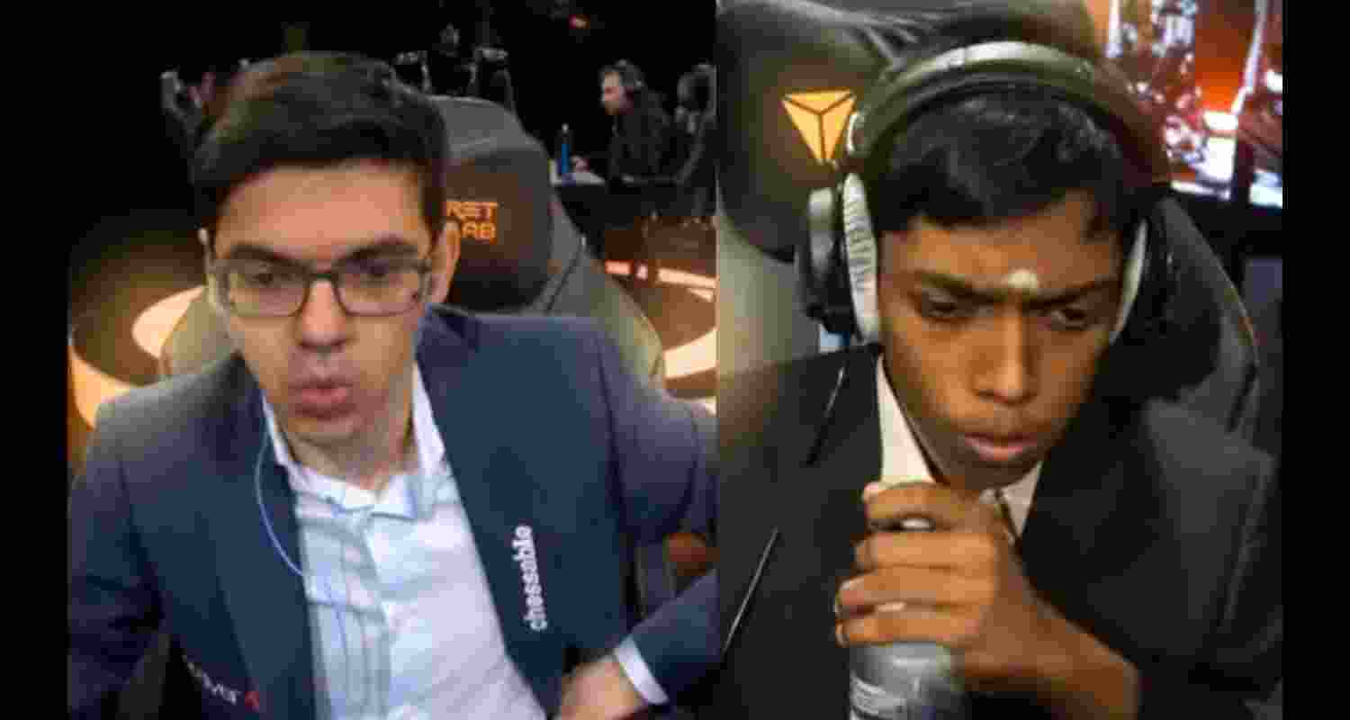 Anish Giri (left) and R Praggnanandhaa.