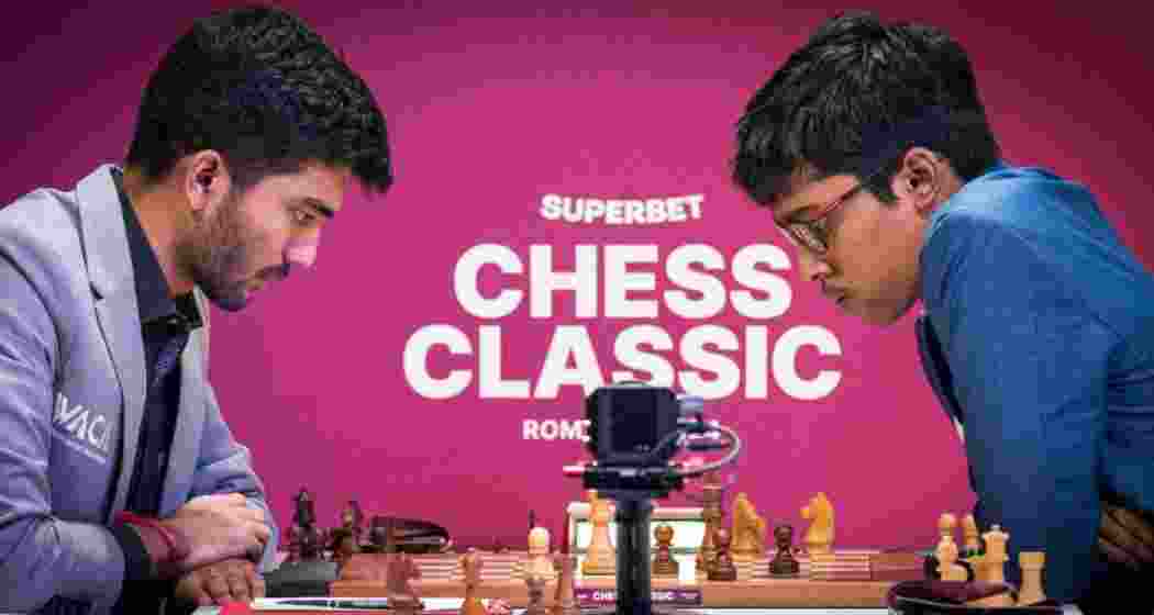 Praggnanandhaa (R), now India’s No. 2 in chess, surpassed world champion D Gukesh (L).