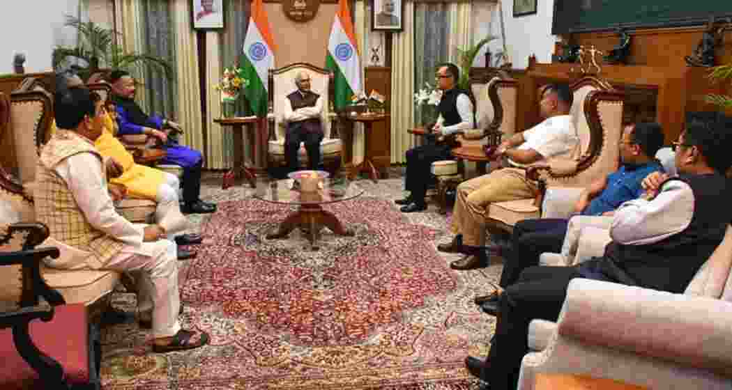 Manipur BJP MLAs with Governor Ajay Kumar Bhalla at Raj Bhavan in Imphal. (File photo)