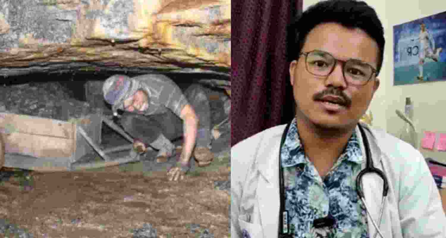 A visual showing Dr Kamphereiei Pala inside a coal mine. 