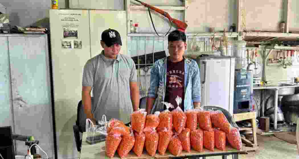 The seized methamphetamine, valued at over ₹6 crore, being displayed after a major bust along the Mizoram-Myanmar drug route.
