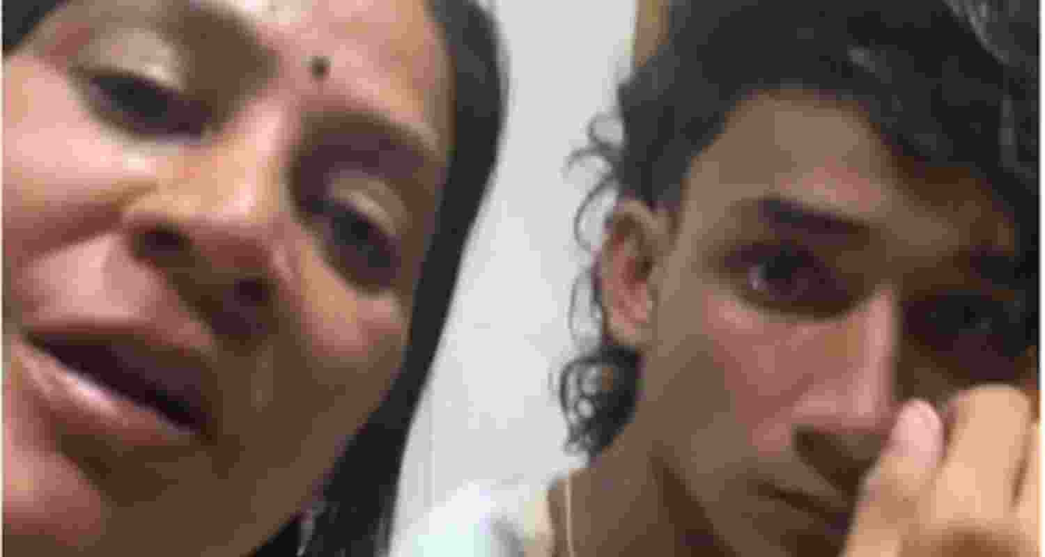 Kayamkulam MLA U Pratibha with her son. Video screengrab: X