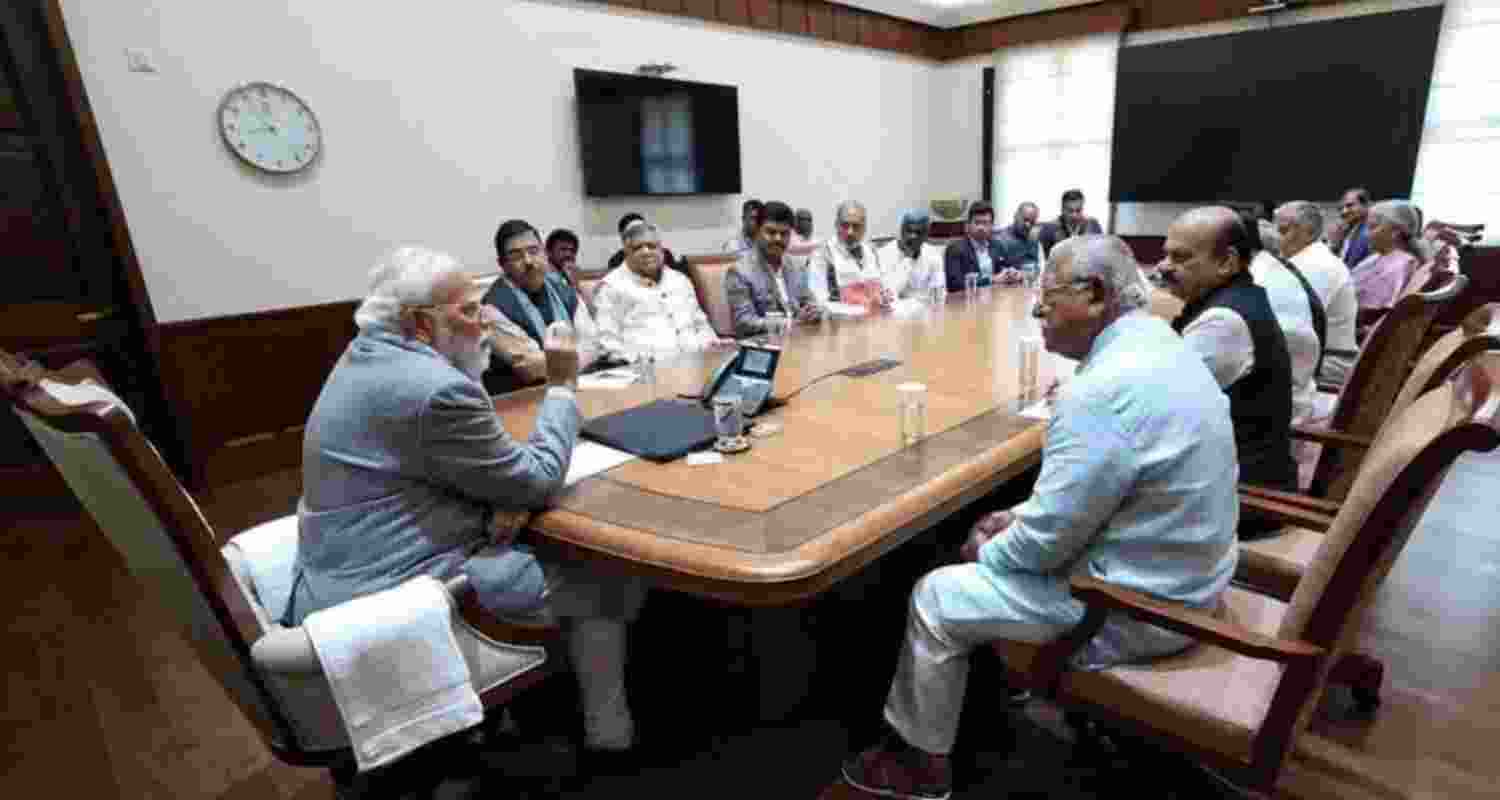 Prime Minister Narendra Modi with Karnataka BJP MPs.