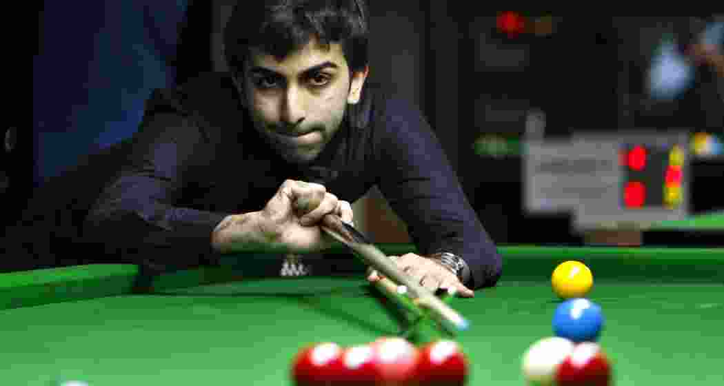 Pankaj Advani focuses during a game. 