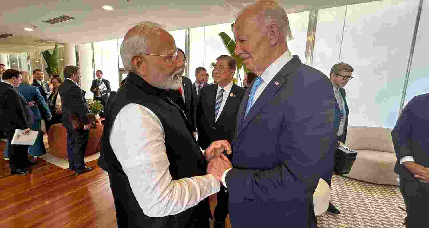 PM Modi meets US President Joe Biden. 