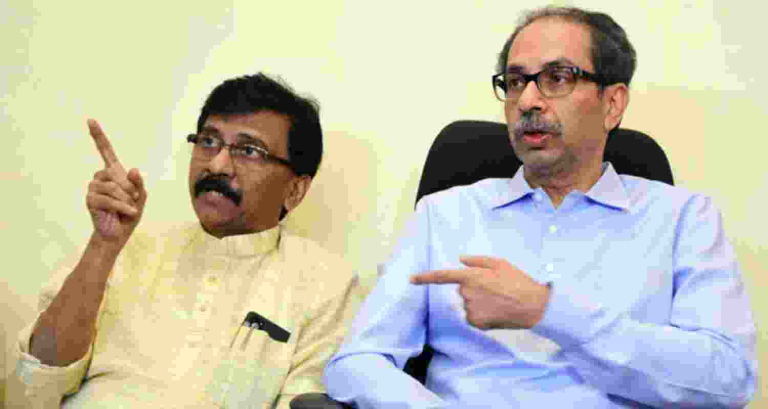 Shiv Sena (UBT) leaders Sanjay Raut (left) with Uddhav Thackeray.