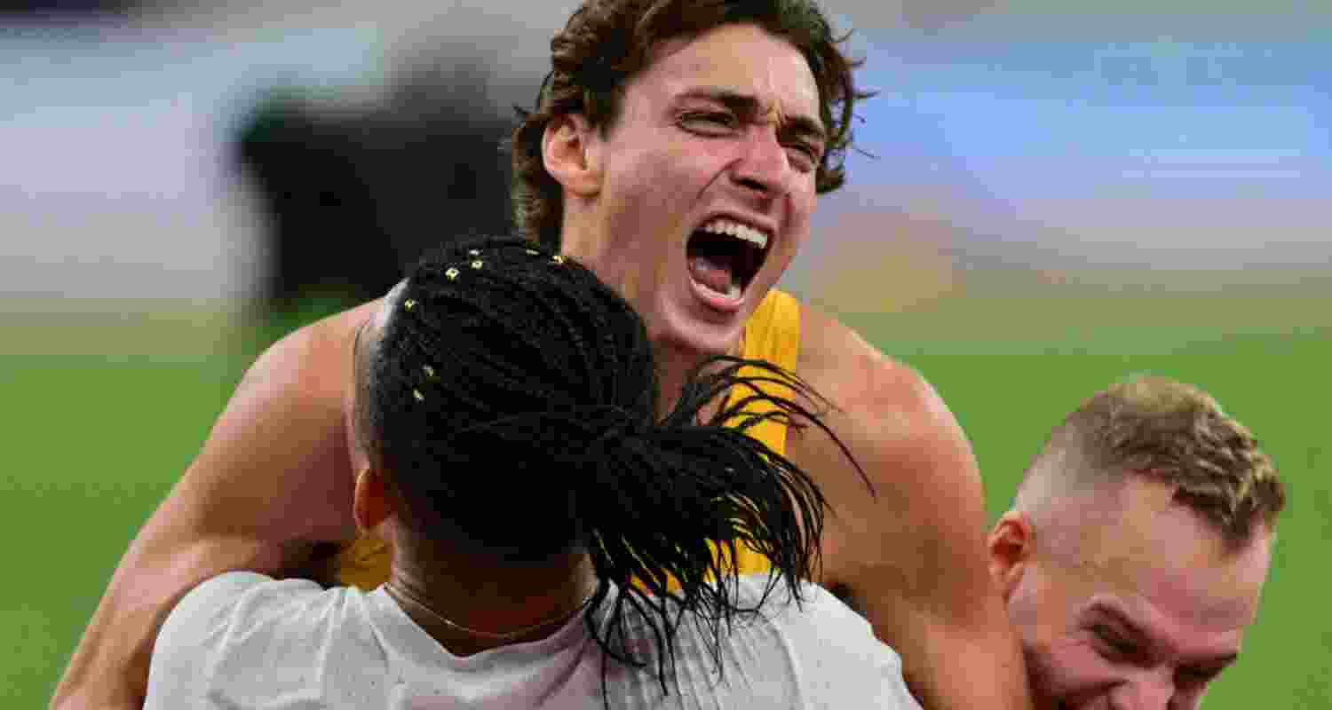  An overjoyed Duplantis after breaking the world pole vault record yet again.
