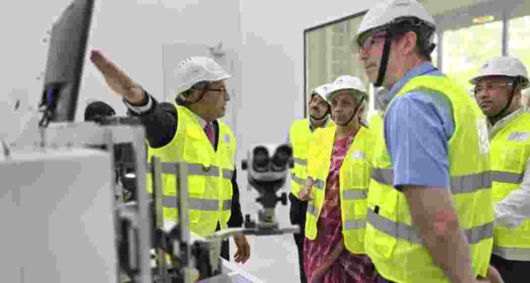 Union Finance Minister Nirmala Sitharaman visits the under-construction Tata Electronics semiconductor facility at Jagiroad, Assam, on Friday and interacts with project officials.