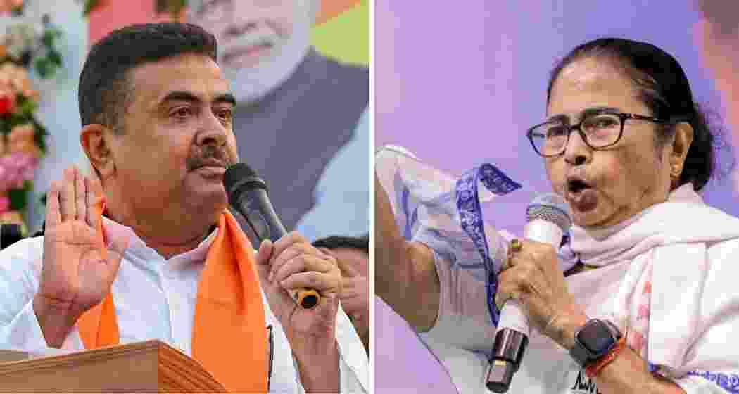 BJP's Suvendu Adhikari and TMC Supremo Mamata Banerjee.