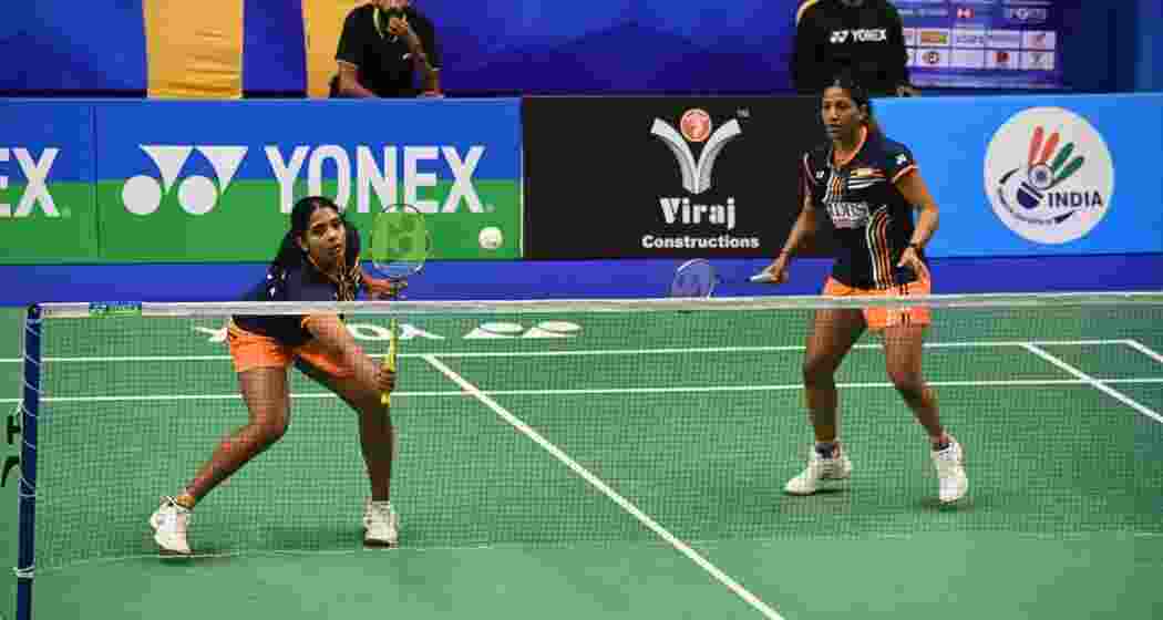 Treesa Jolly and Gayatri Gopichand in action during the Syed Modi International.