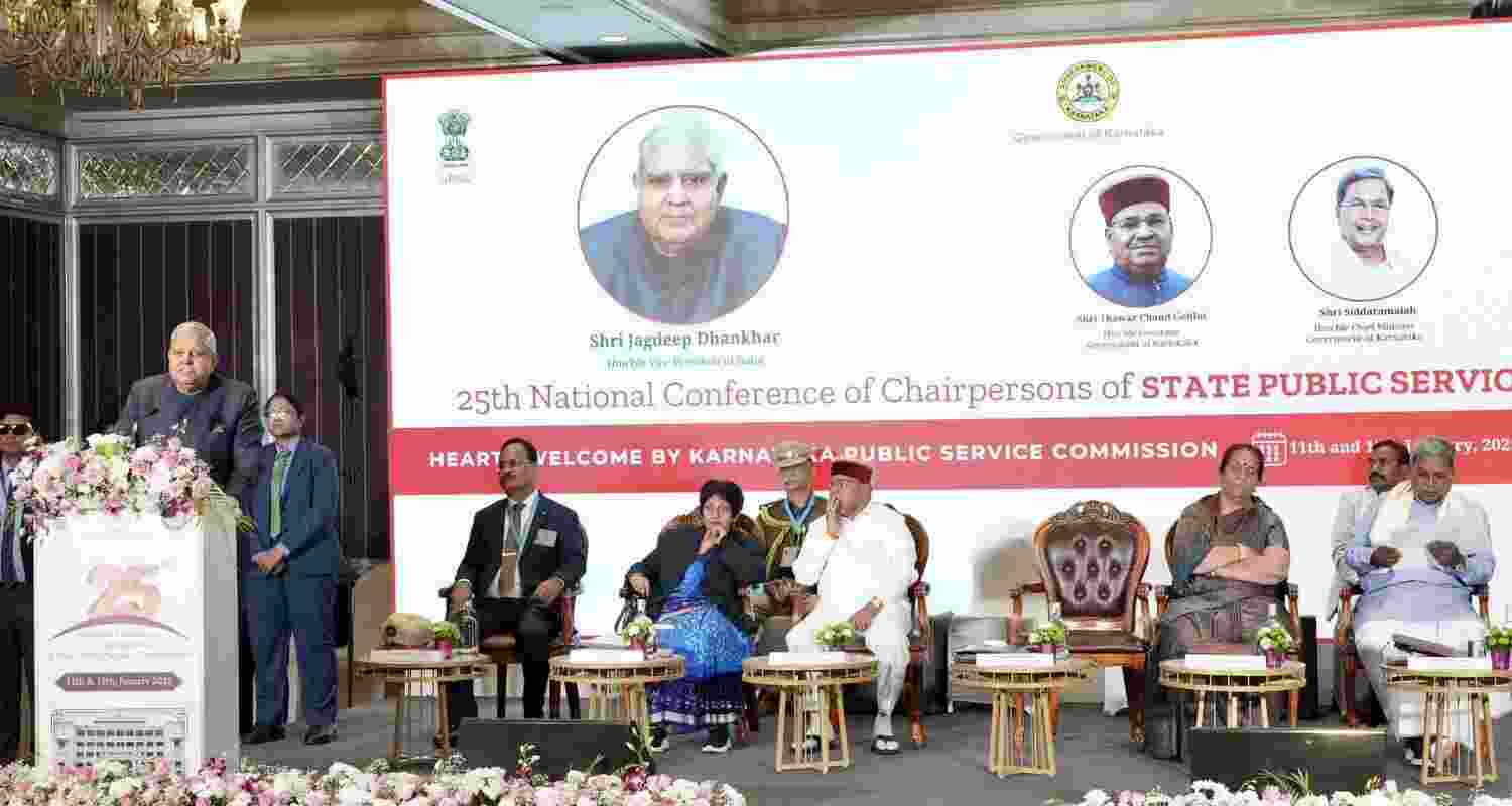Political harmony essential for India's progress says VP Dhankhar at 25th National Conference of Chairpersons of All State Public Service Commissions.