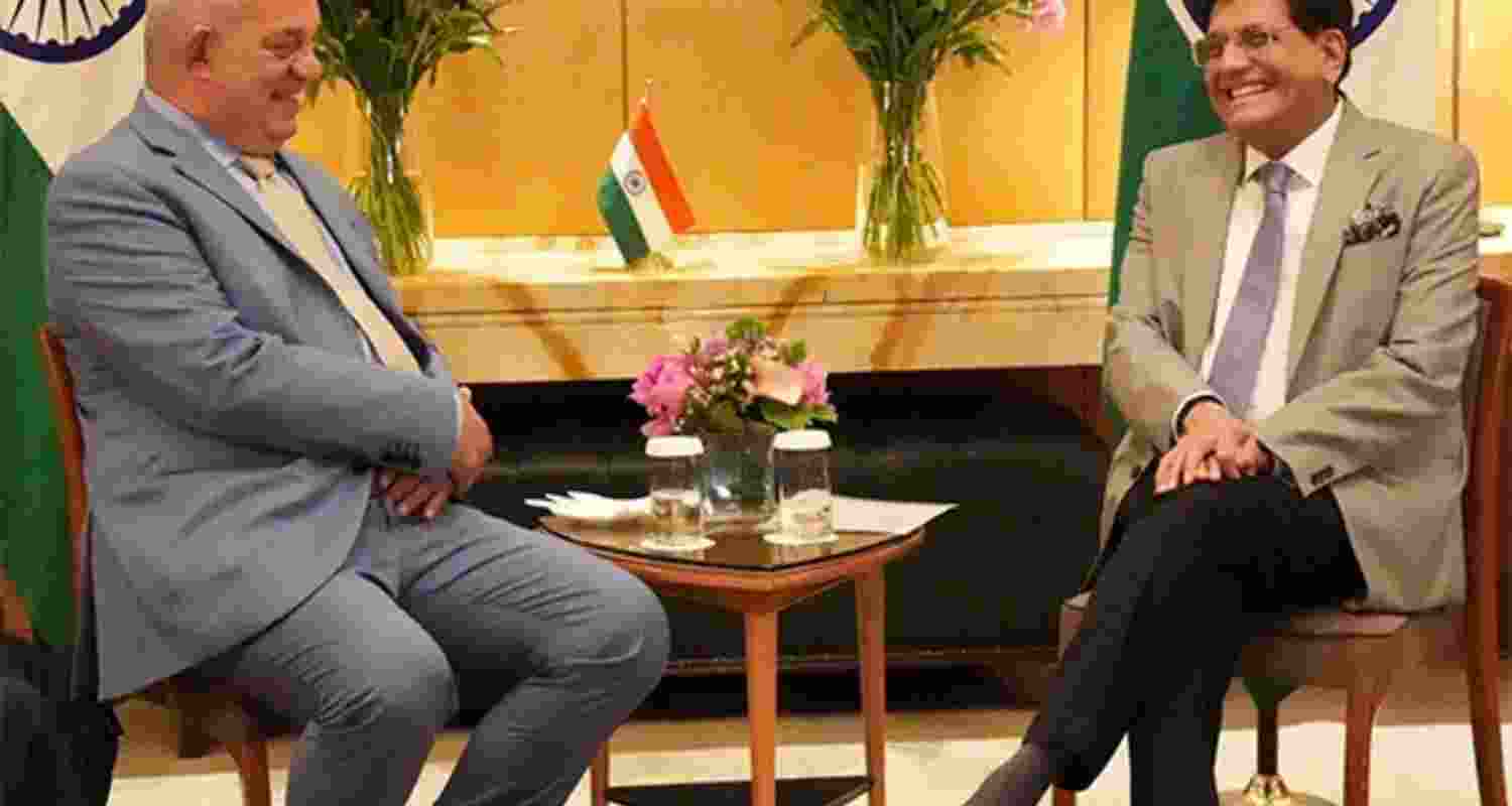 India's commerce and industry minister Piyush Goyal (R) during his visit to Italy to discuss economic ties India's commerce and industry minister Piyush Goyal (R) during his visit to Italy to discuss economic ties