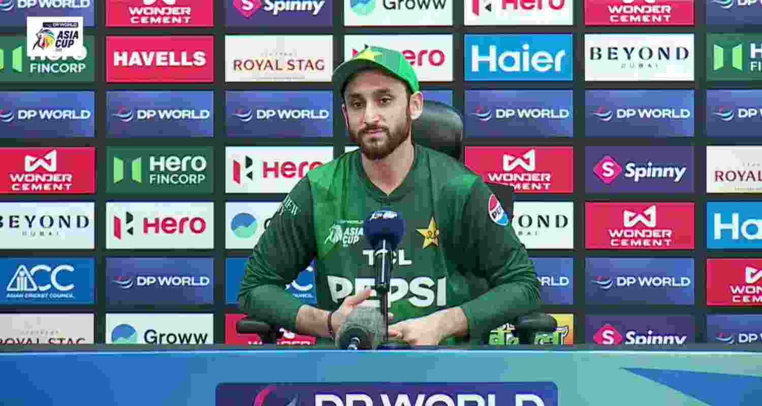 Pakistan skipper Salman Ali Agha at the post-match presentation on Sunday.