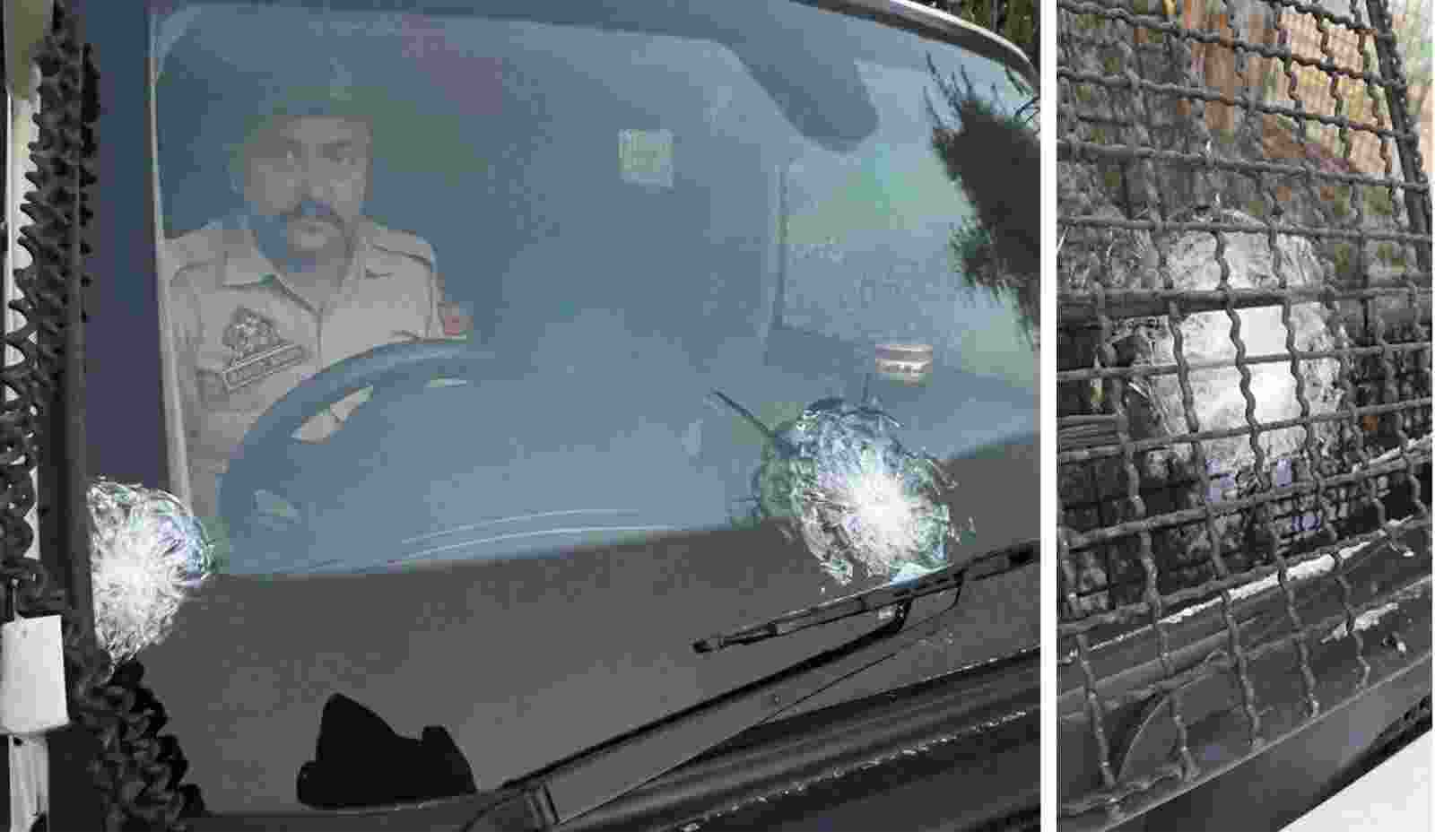 According to official reports, a terrorist fired over two dozen rounds at the convoy of the two police officers. No harm was caused to any of the officers or personnel.