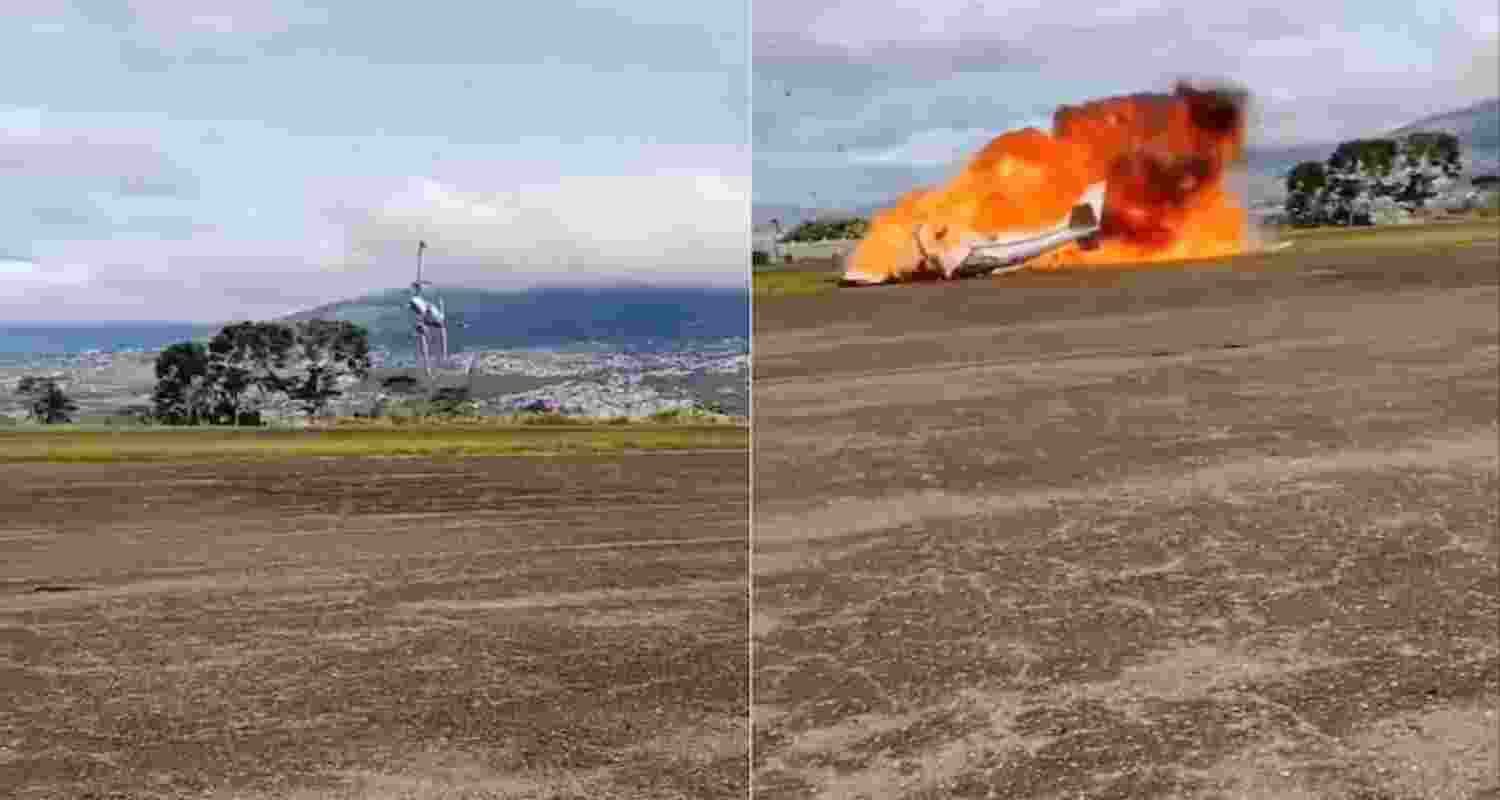 Initial footage captured the aircraft gaining brief altitude before it lost control and crashed.