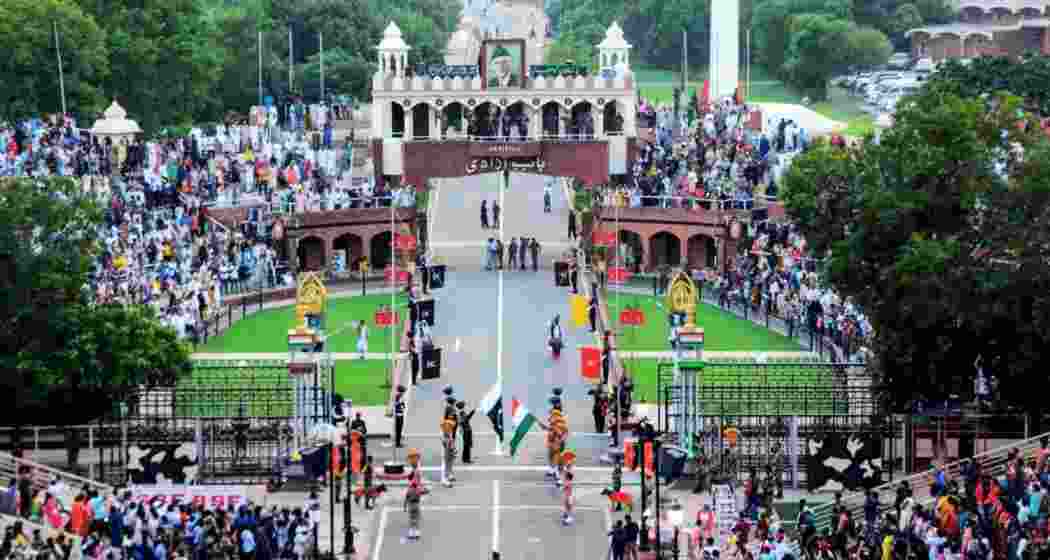 A view of the Wagah Border from the Pakistan side.