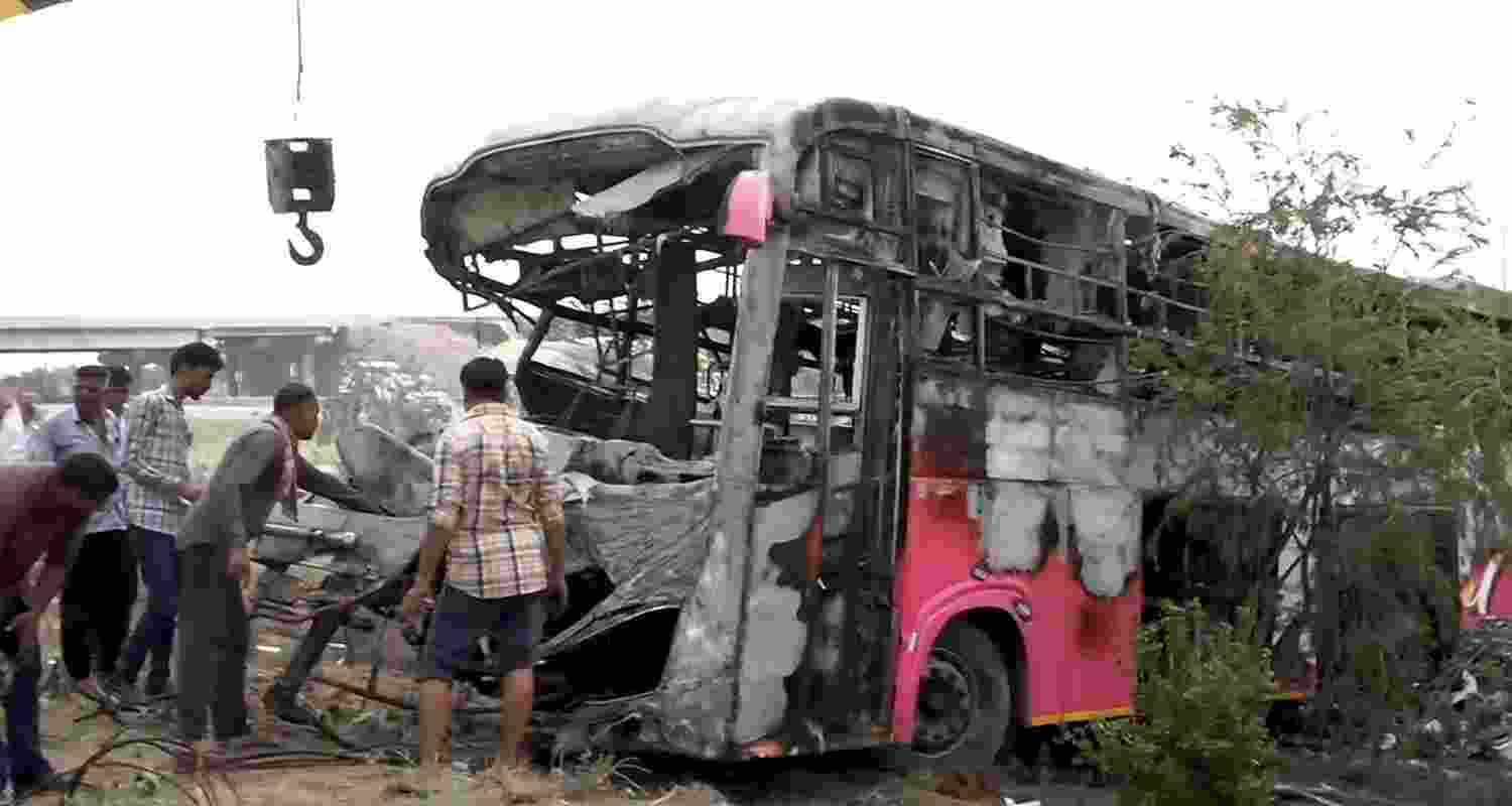 Eight people were killed and 24 injured after a bus hit a truck and caught fire on the Delhi-Mumbai Expressway in Rajasthan's Dausa district.