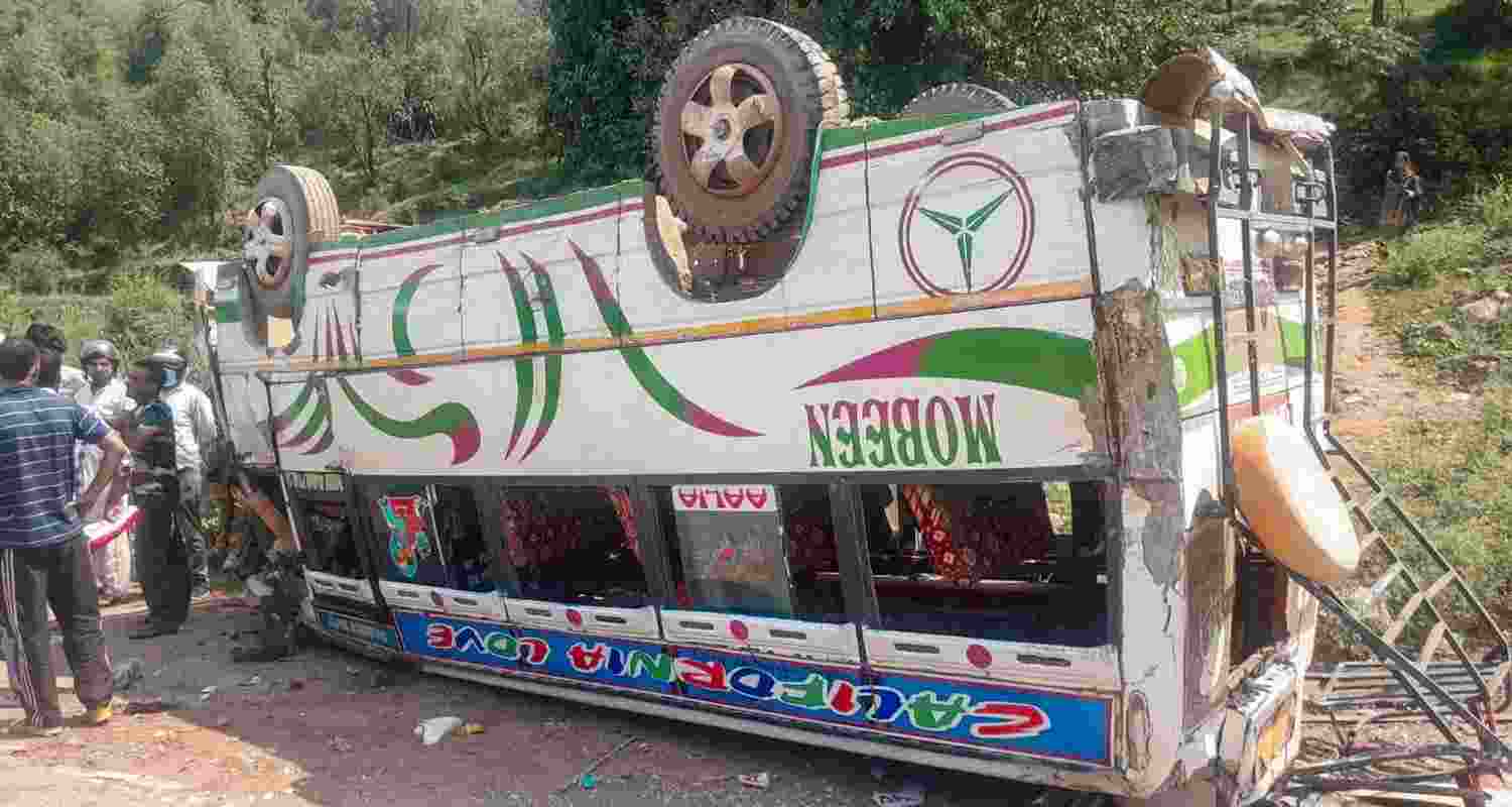A bus overturns in Rajouri
