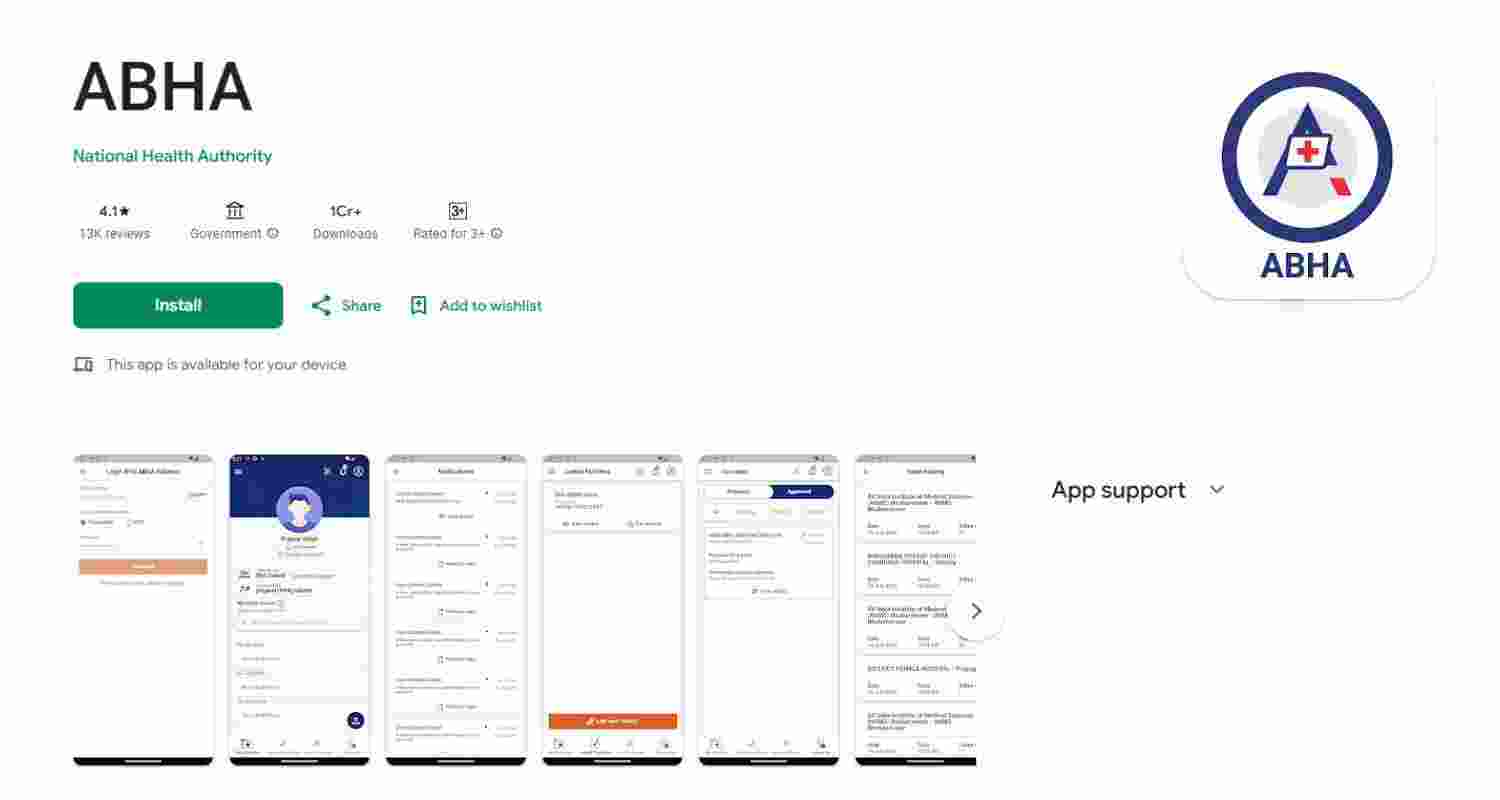 ABHA mobile app. 