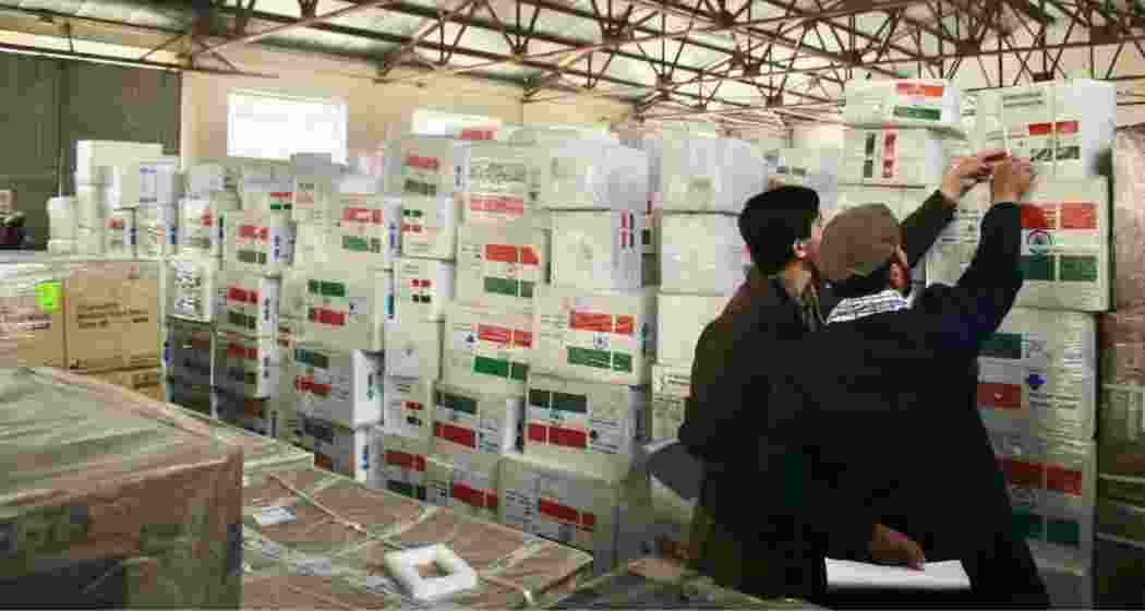 The storage facility in India where 7.5 tonnes of life-saving cancer medicines are kept, ready to be dispatched to Afghanistan to support patients in urgent need.