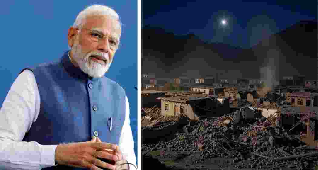 File photo of Prime Minister Narendra Modi. A scene from eastern Afghanistan (right).