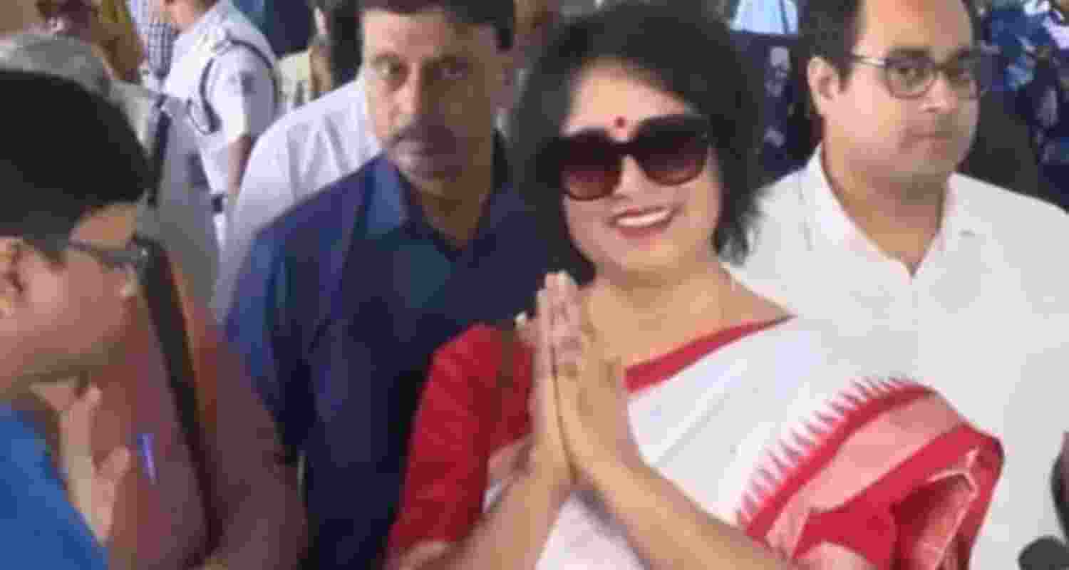 Exiled Bangladeshi author Taslima Nasreen after her arrival at the Netaji Subhas Chandra Bose International Airport in Kolkata on Friday.