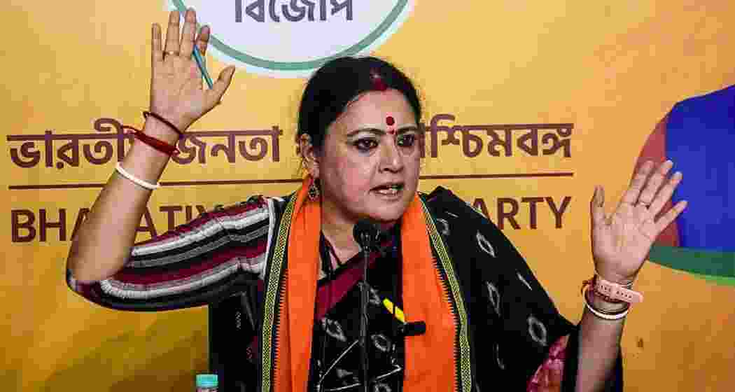 Women, Child and Social Welfare Minister Agnimitra Paul address the media at Nabanna after the cabinet approved welfare schemes and ended religion-based honorariums in the state. 