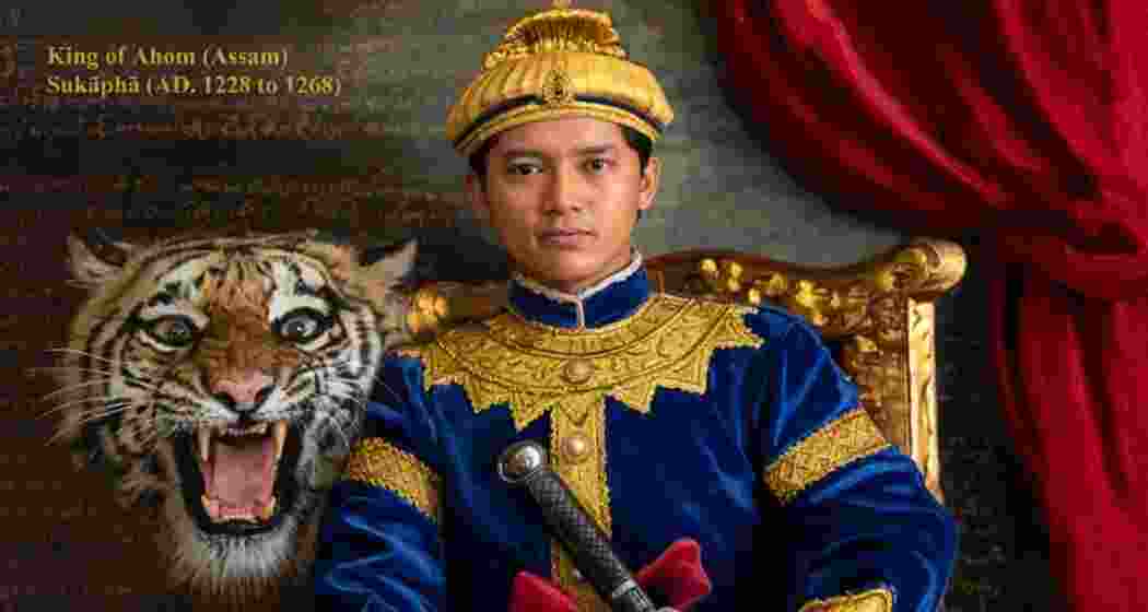 AI-generated depiction of Chaolung Sukaphaa, the first Ahom king who led his followers from Yunnan into the Brahmaputra Valley in 1228, laying the foundation of a kingdom that shaped Assam for centuries.