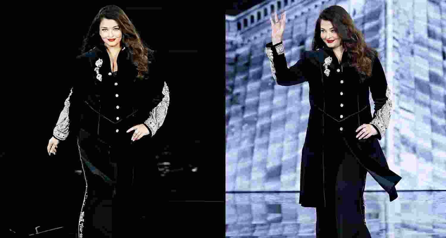 The designer ensemble featured 10-inch diamond-embroidered cuffs.