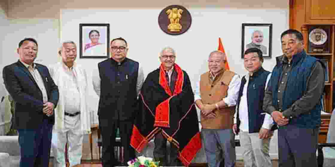Manipur Governor Ajay Kumar Bhalla holds talks with United Naga Council leaders.