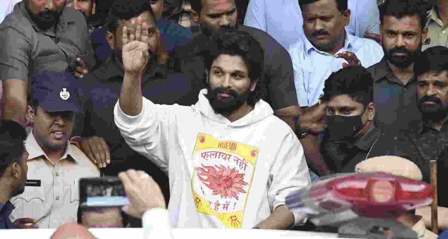 Telugu actor Allu Arjun coming out of the police station. File Photo.