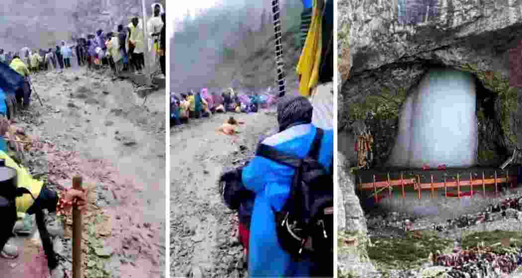 Video screen grabs show powerful mudslides sweeping away people along the route as relentless rains force authorities to suspend the Amarnath Yatra, triggering urgent rescue and repair operations.