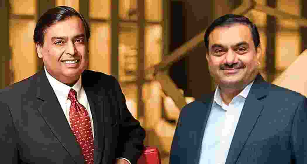 Billionaires Mukesh Ambani and Gautam Adani.