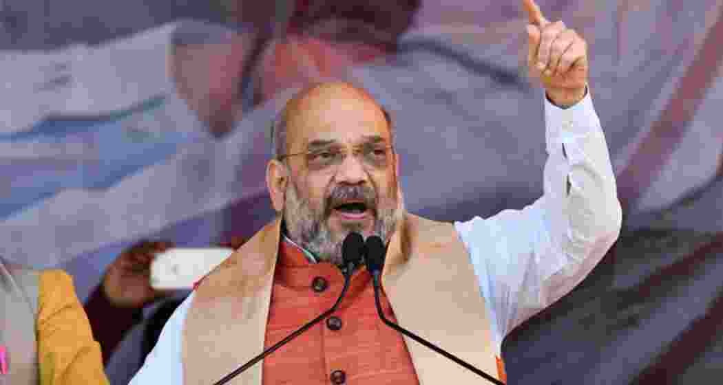 Union Home Minister Amit Shah addresses a public gathering.