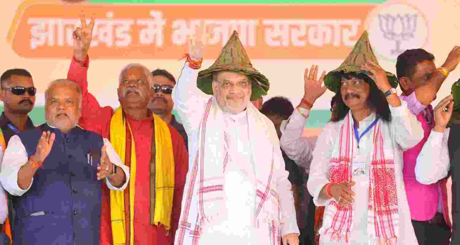 Union Home Minister Amit Shah during a rally in Jamshedpur, Jharkhand.