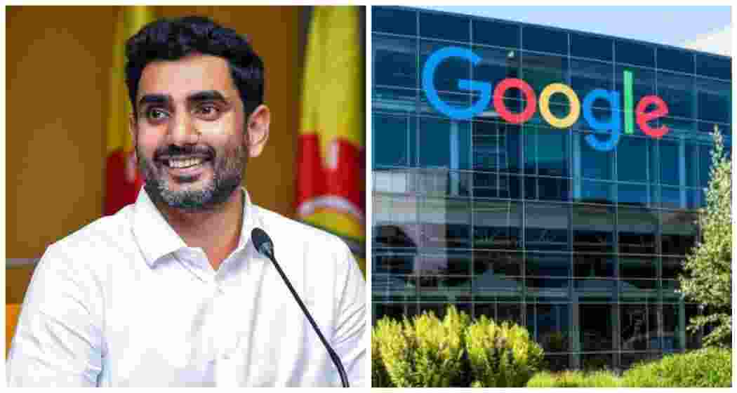 Andhra Pradesh’s Minister for IT, Electronics, and Communications Nara Lokesh (L) was present during the signing of the MoU with Google.