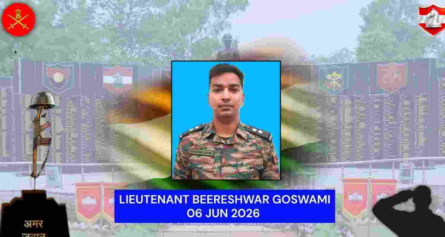 Lieutenant Beereshwar Goswami died during an anti-terror operation in Rajouri after falling into a deep gorge. The Army paid tribute to his sacrifice.