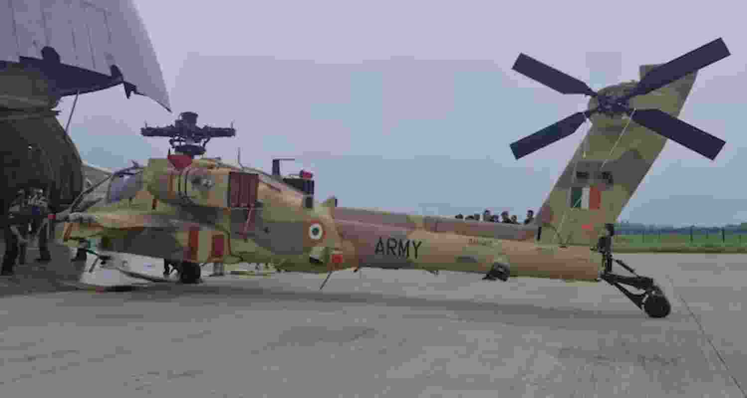 First batch of three Apache attack helicopters reached Hindon Airbase on Tuesday morning.