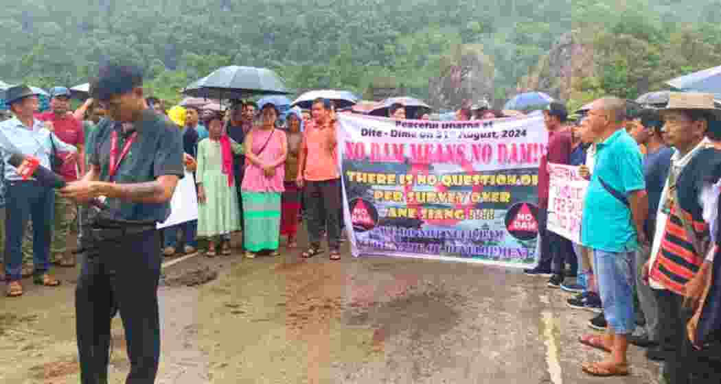 Locals in Arunachal Pradesh’s Siang district protest peacefully against the proposed Upper Siang hydropower project in the month of August this year.