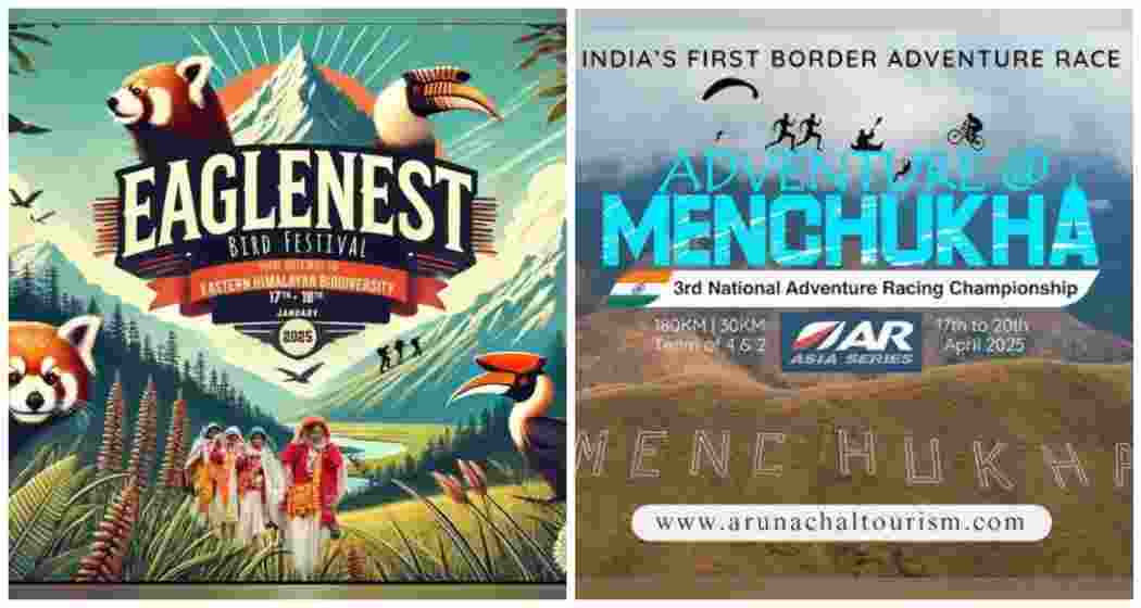Posters of the 'Eaglenest Bird Festival' and 'National Adventure Racing Championship'.