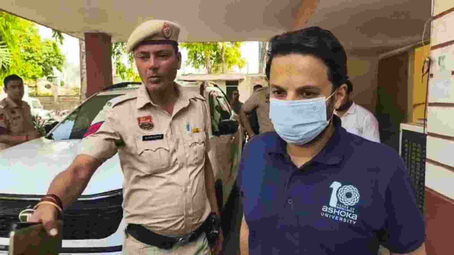 A file photo of Ashoka University Professor Ali Khan Mahmudabad in police custody. 