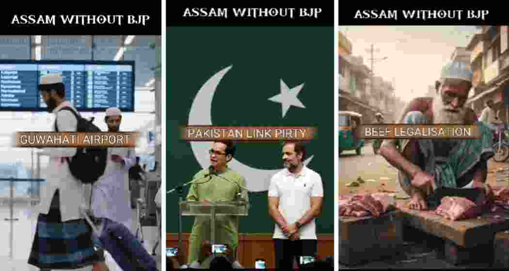 Screengrabs from the AI-generated video released by Assam BJP. 
