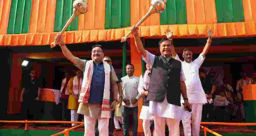 A file image of Chief Minister Himanta Biswa Sarma and state BJP president Dilip Saikia.