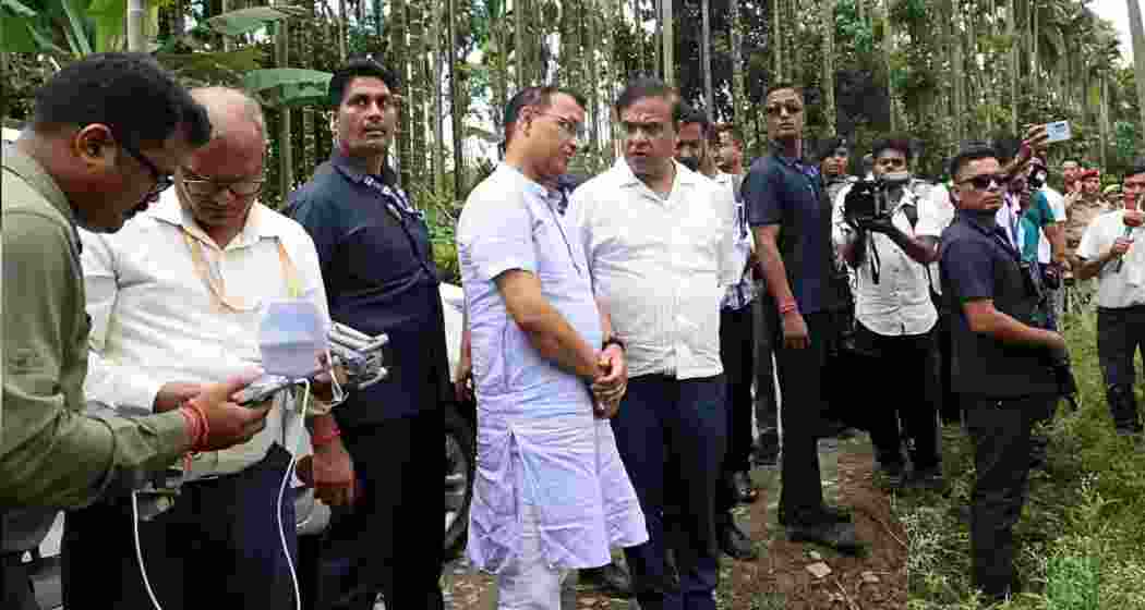 CM Assam Chief Minister Himanta Biswa Sarma inspecting eviction drives at Uriamghat, in Golaghat district, Assam.