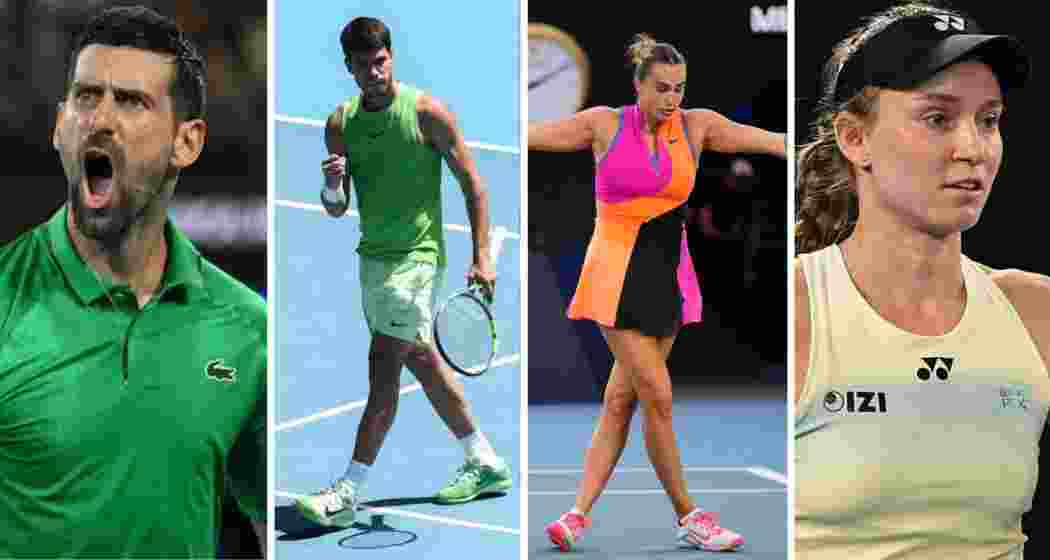 (From left to right) Novak Djokovic, Carlos Alcaraz, Aryna Sabalenka and Elena Rybakina. 