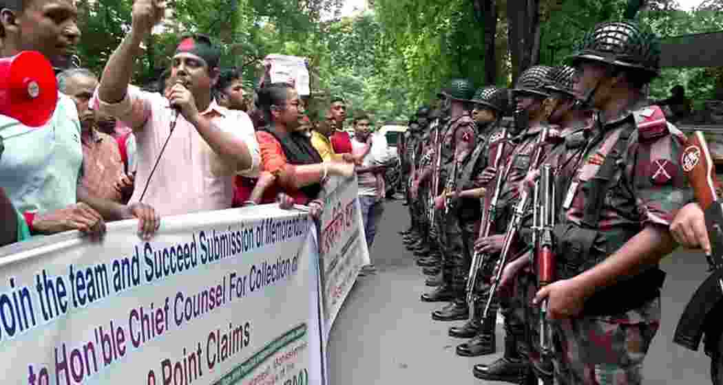 Members of the ISKCON community stage protest over attacks on Hindus in Bangladesh. (Representative image)