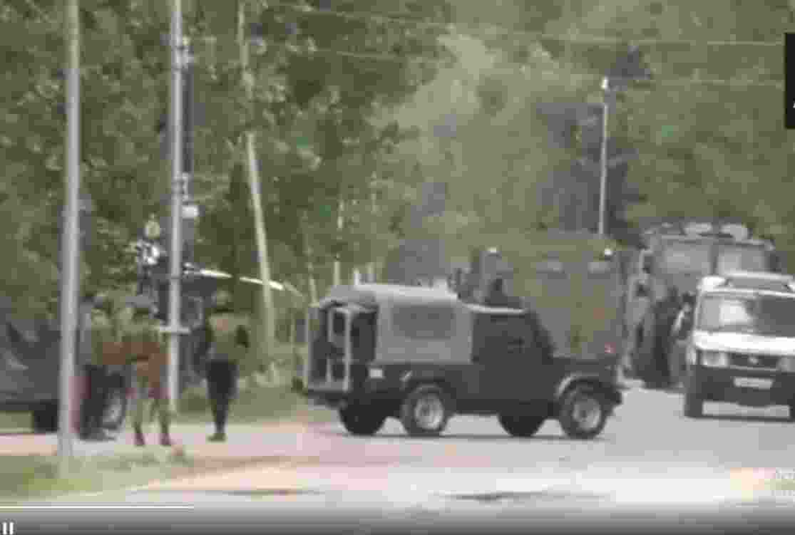 An Army soldier and a policeman were injured in an encounter on Wednesday that's underway the Hadipora area of Sopore in North Kashmir's Baramulla district,